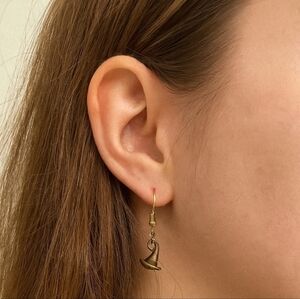 Handcrafted Bronze Tone Witches Hat Earrings